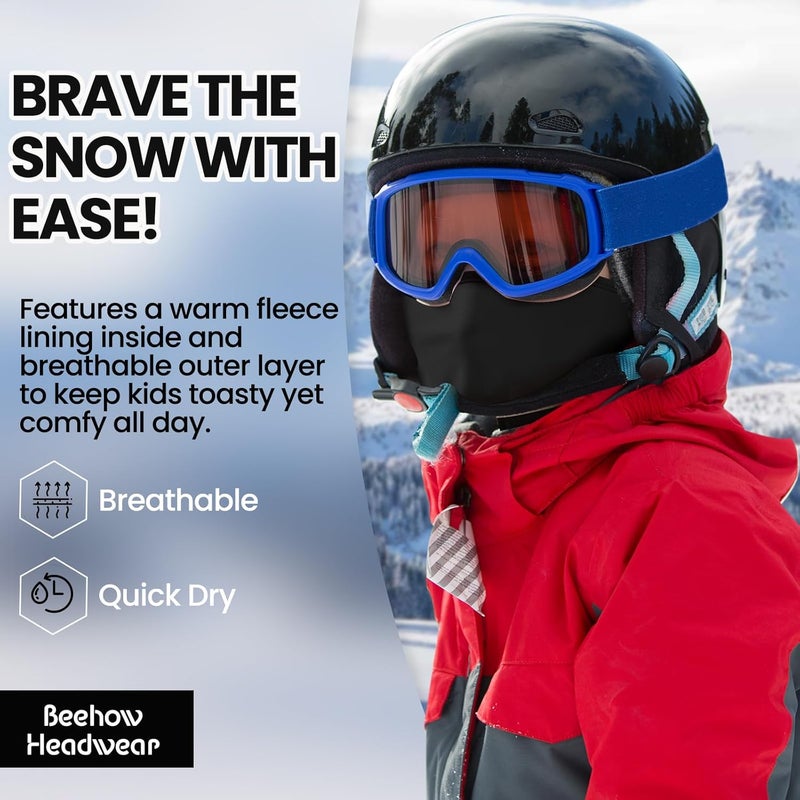 Beehow Store Kids Balaclava Ski Mask&Neck Gaiter Winter for Boys&Girls,Fleece Windproof Neck Warmer for Skiing Cycling Hiking - Image 4